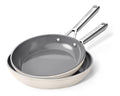 de Set 2 Poeles en Ceramique Diamant Titane 2428 cm Revetement Antiadhesif Sans // Poignee Restant Froide Compatible Induction Four LaveVaisselle Blanc Laiteux