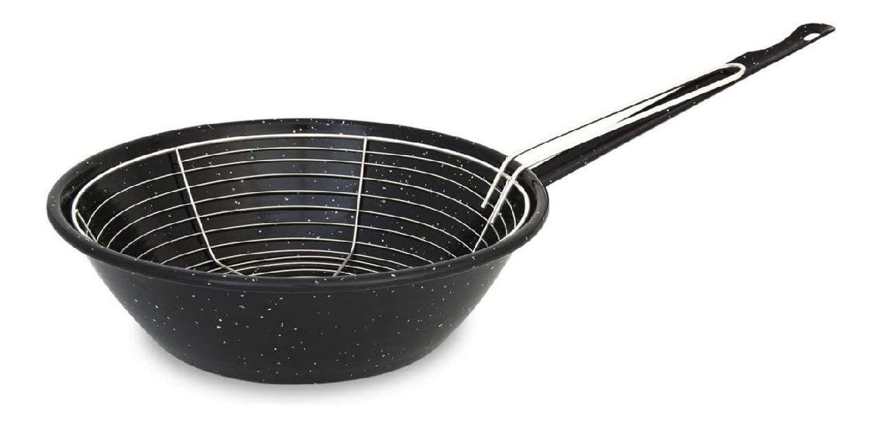 avec Friteuse Menax Panier Poele a Frire Acier Emaille Antiadhesive 28 cm