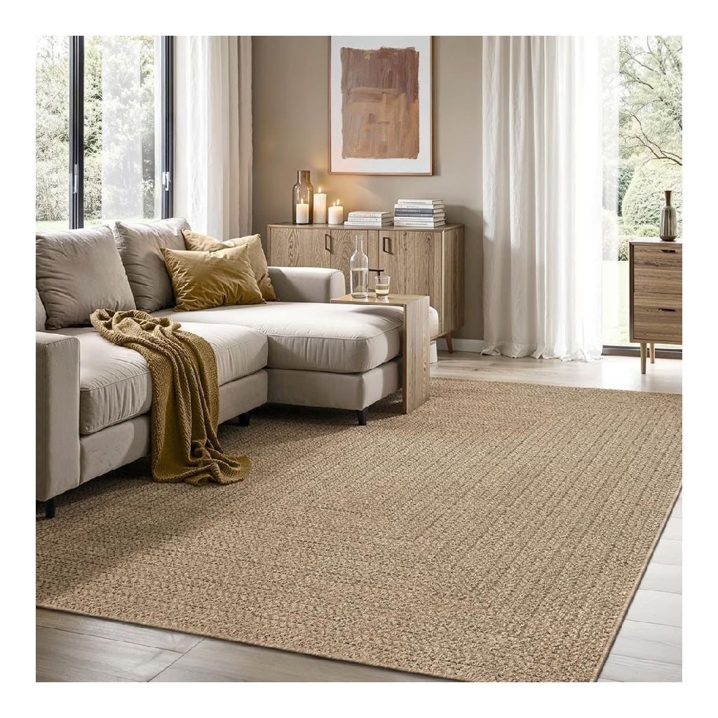 Kansas the carpet Tapis interieur Confortable et elegant destine a Salon Chambre ou Couloir Doux et Chaleureux Facile a Nettoyer Style Jute Naturel egalement adapte destine a l'exterieur 160 x 230 cm