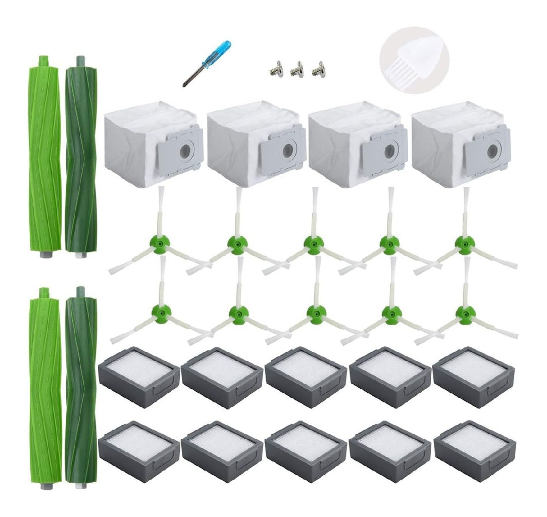 du Accessoires Remplacement pour Roomba Serie I i1 i3 i4 i5 i6 i7 i8 Serie J j5 j6 j7 j8 j9 Pas pour un Combo J7/J9 4 sacs a poussiere10 filtres10 brosses laterales