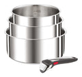 On Ingenio Preference Lot de 3 Casseroles et 1 Poignee Amovible Batterie du cuisine inox 18/10 empilable Compatible induction et four Poignee amovible robuste garantie 10 ans